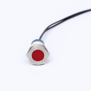 12mm flaach Kapp Metall Edelstol schwaarz Messing vernickelt Messing Indikatorlicht Signallampe mat Kabel 15CM(PM12F-D/X)