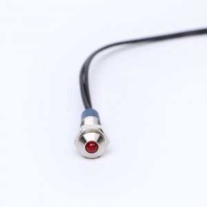 6mm platt huvud metall rostfritt stål svart mässing Indikatorljus Signallampa med kabel 15cm(PM06F-D/X/R/12-24V/S)