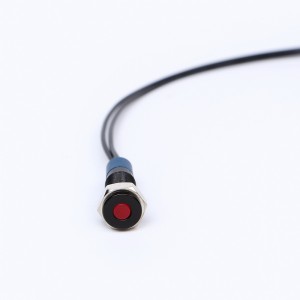 Lâmpada de sinal de luz indicadora de latão preto de metal de cabeça plana de 6mm com cabo 15cm (PM06F-D/X/R/12-24V/S)