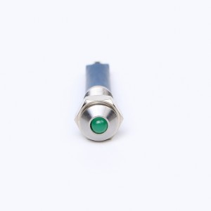 Logam 6mm Loyang hitam atau Keluli tahan karat atau tembaga bersalut nikel kalis air IP67 Lampu Penunjuk LED (PM06F-D/G/12V/A)