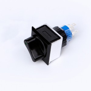 Interruptor selector il·luminat d'anell quadrat ELEWIND de 22 mm de plàstic de 5 pins (PB223PF-11X/21/R/12V ，PB223WF-11X/21/G/12V)