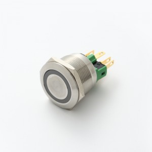 ELEWIND 22 mm metal Acero inoxidable o aluminio NEGRO Interruptor pulsador iluminado con anillo (PM221F-11■E/J/△/▲/◎)