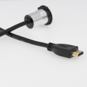 22 մմ մոնտաժային տրամագիծ մետաղական Ալյումինե անոդացված USB միակցիչ USB2.0 HDMI կին-տղամարդ 100 սմ մալուխով