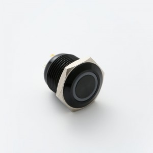 ELEWIND Interruptor de botón de metal de 16 mm momentáneo 1NO con luz de anillo RGB de tres colores (PM161F-10E/J/RGB/▲/◎)