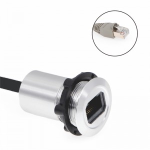 22mm mounting diameter metalen aluminium anodisearre USB-connector socket USB2.0 RJ45 froulik nei manlik mei 60CM kabel