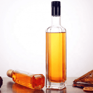 Čína kvalitné číre sklenené štvorcové okrúhle fľaše na olivový olej