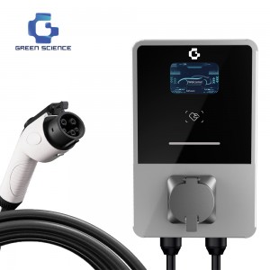 Discount wholesale China 32A 3 Phase Evse Electric Vehicle Wallbox EV Home Charger with type 2 socket