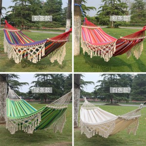 HM027-1 Outdoor Camping Backyard Rope Hammock with Tassels