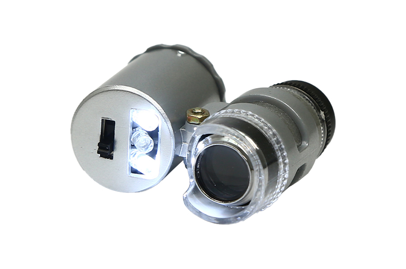 9882 60X MiniLED+UV Lamp Pocket Microscope Jewelry Magnifier 03