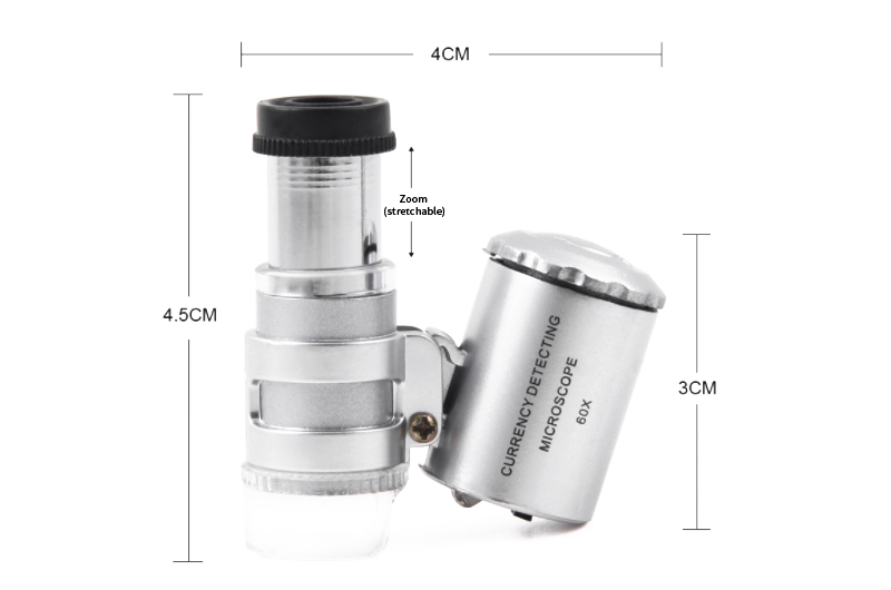 9882 60X MiniLED+UV Lamp Pocket Microscope Jewelry Magnifier 04