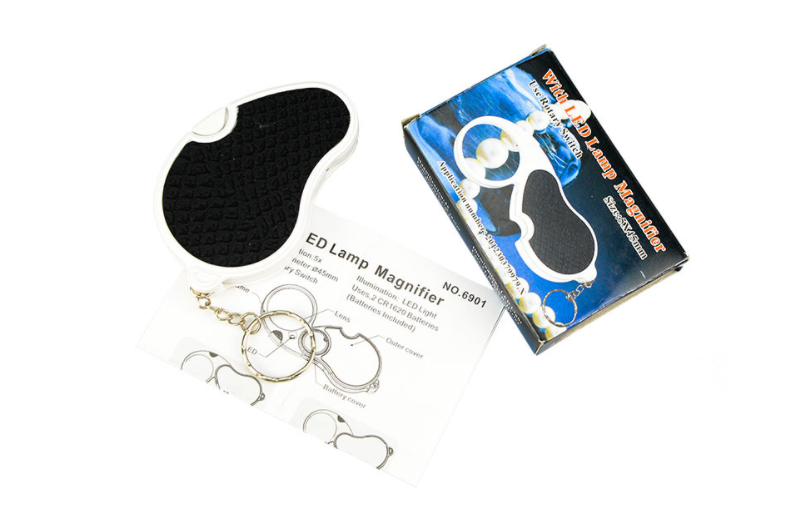 LED Light Rotatable Keychain Jewelry  Loupe Magnifying Glass 06
