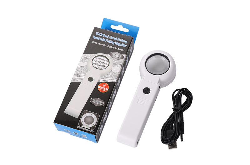 USB Rechargeable folding LED Hand held Reading  magnifier 05