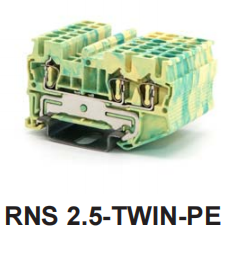 RNS2.5-TWIN-PE Veeraardklemmenblok met drie geleiders