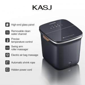 Masajeador KASJ K2 para baño de pies Panel de vidrio endurecido Bolsa de aire Shiatsu 3D Cuerda retráctil automática eléctrica