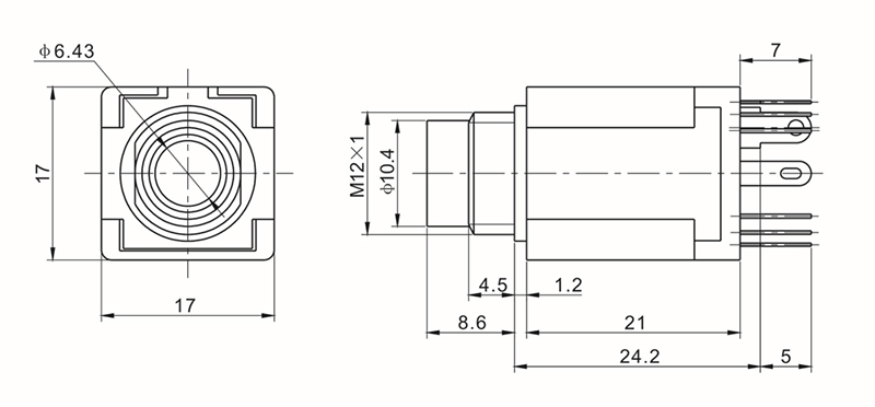 6.35mm-Headphone-Jack-3-Pin-Audio-Female-Socket-PCB-Panel-Mount-Connector