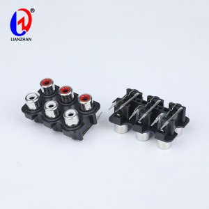 Factory Cheap Hot Stereo Audio Video RCA Socket - RCA Female Jack PCB Mount AV Concentric Outlet 6 RCA Female Jack Audio Video Socket Right Angle Connector – Lianzhan