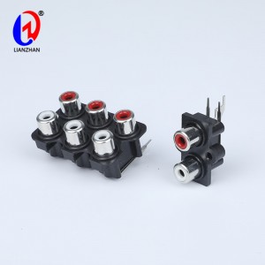 RCA Female Jack PCB Mount AV Concentric Outlet 6 RCA Female Jack Audio Video Socket Right Angle Connector