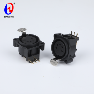 XLR Female Straight Terminal Chassis Connector 5 Pole Panel Mount Socket Connector