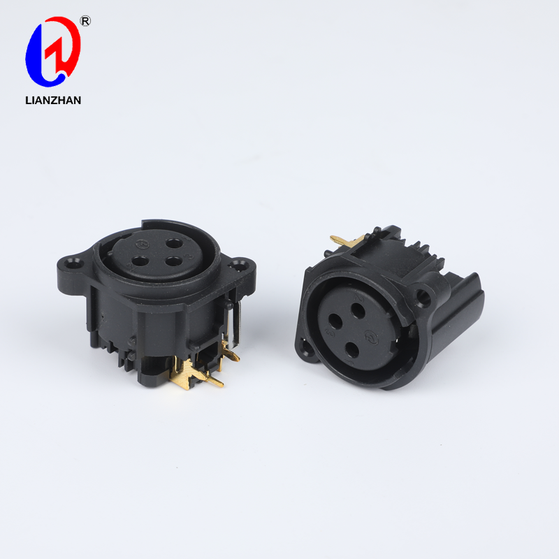 Audio 3 Pin XLR Female Chassis Panel Mount Socket Angled Pin XLR Connector Featured Image