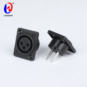 Black Silver Tone XLR Female Jack Straight Pin Connector Chassis Panel Mount XLR Connector