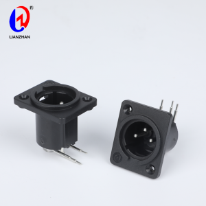 XLR Male Adapter Right Angle Pin Connector 3-Pin Panel Mount Socket Connector