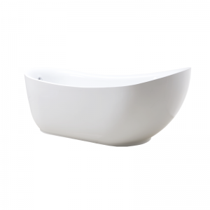 Nova generacija samostoječega ovalnega kopalniškega kamna v beli barvi, z odtokom in prelivom