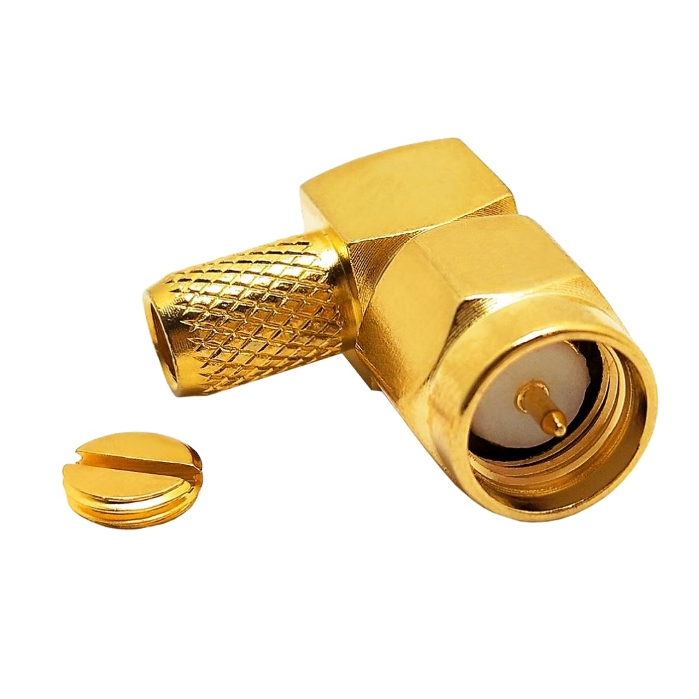 Gold plated SMA  male plug right angle elbow lmr240 H155 rf coaxial connectors
