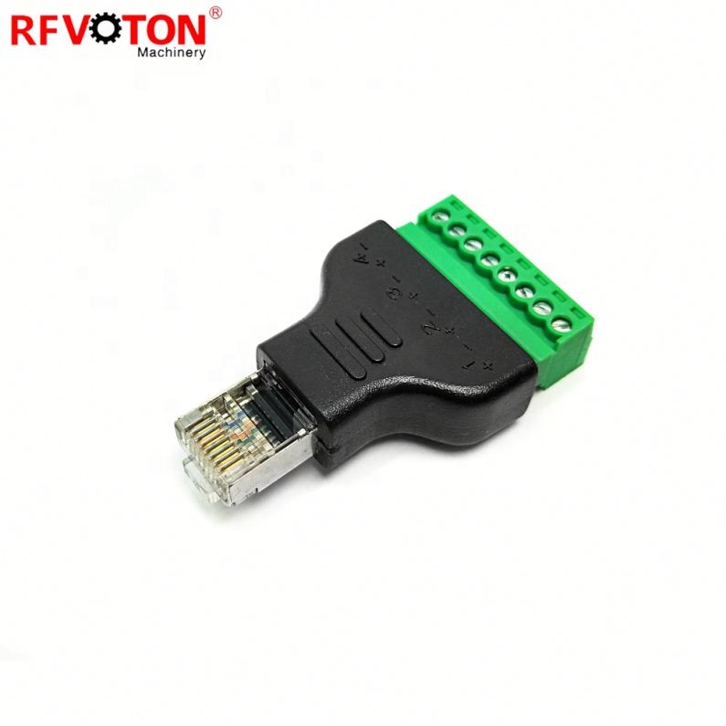 Simple Installation RJ45 8P8C Cat5 Male to 8 Position Side Terminal Block Adapter Solderless Type