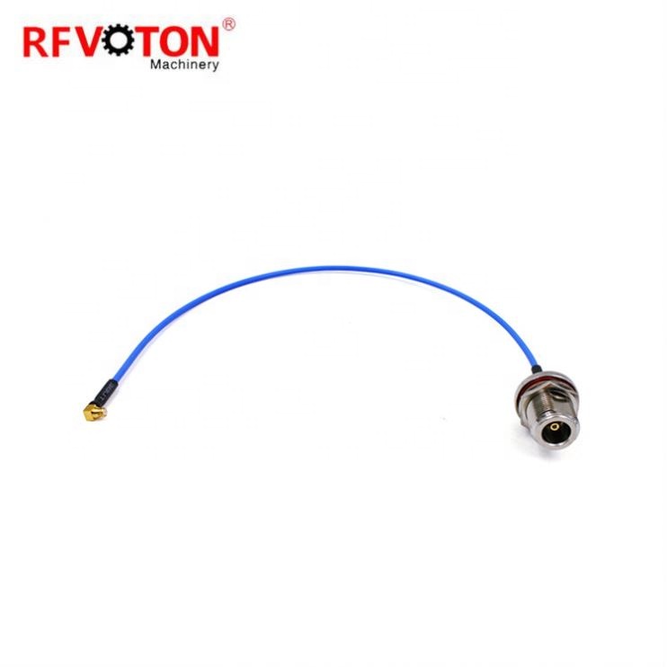 RFVOTON 50 ohm የውሃ መከላከያ N ሴት ጃክ በኦሪንግ ወደ SMP ሴት የቀኝ አንግል መታጠፍ ለ 086 rg141 rg402 rg405 pigtail cable