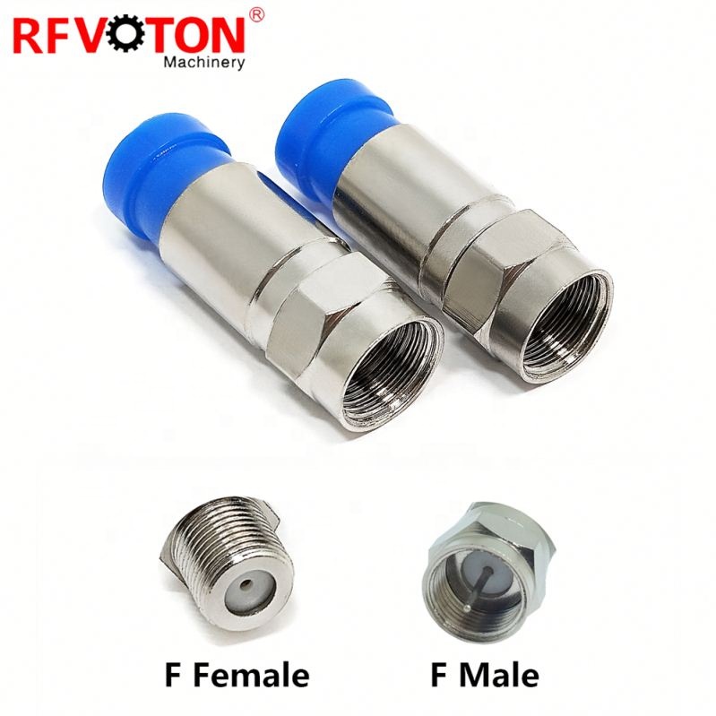 RF Coaxial 75ohm F Type Male Compression Connector For RG6 RG59 CCTV Coaxial Cable