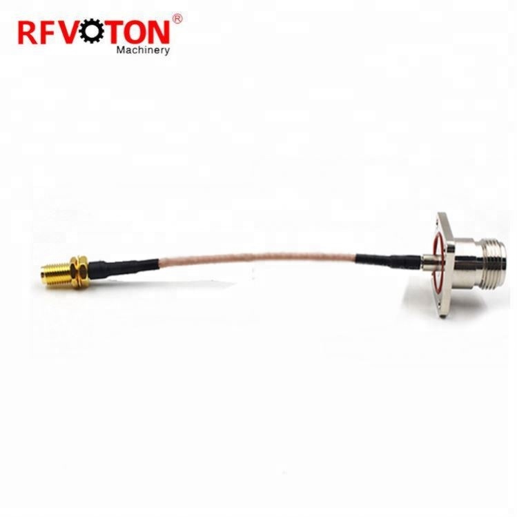 RFVOTON SMA female to N female jack flange 4 holes for silver plated rg316 cable assembly