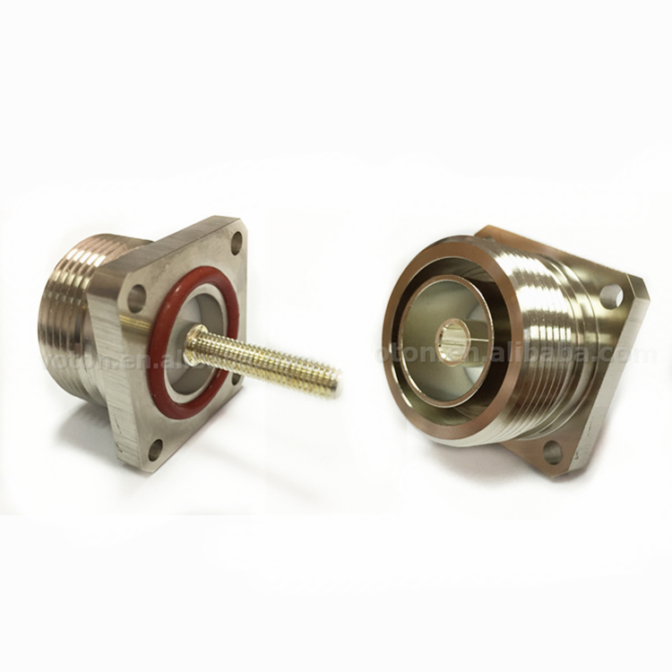 rf coaxial connectors 7/16 Din ሴት flange panel mount connector with 23mm length M5 ሶኬት ያለው