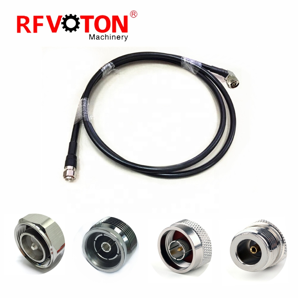 Rf Connector N ປະເພດຊາຍ r/a ຫາສີ່ຫຼ່ຽມມົນ 4.3/10 mini din straight clamps ສໍາລັບ 1/2" superflex telecom network feeder jumper cable