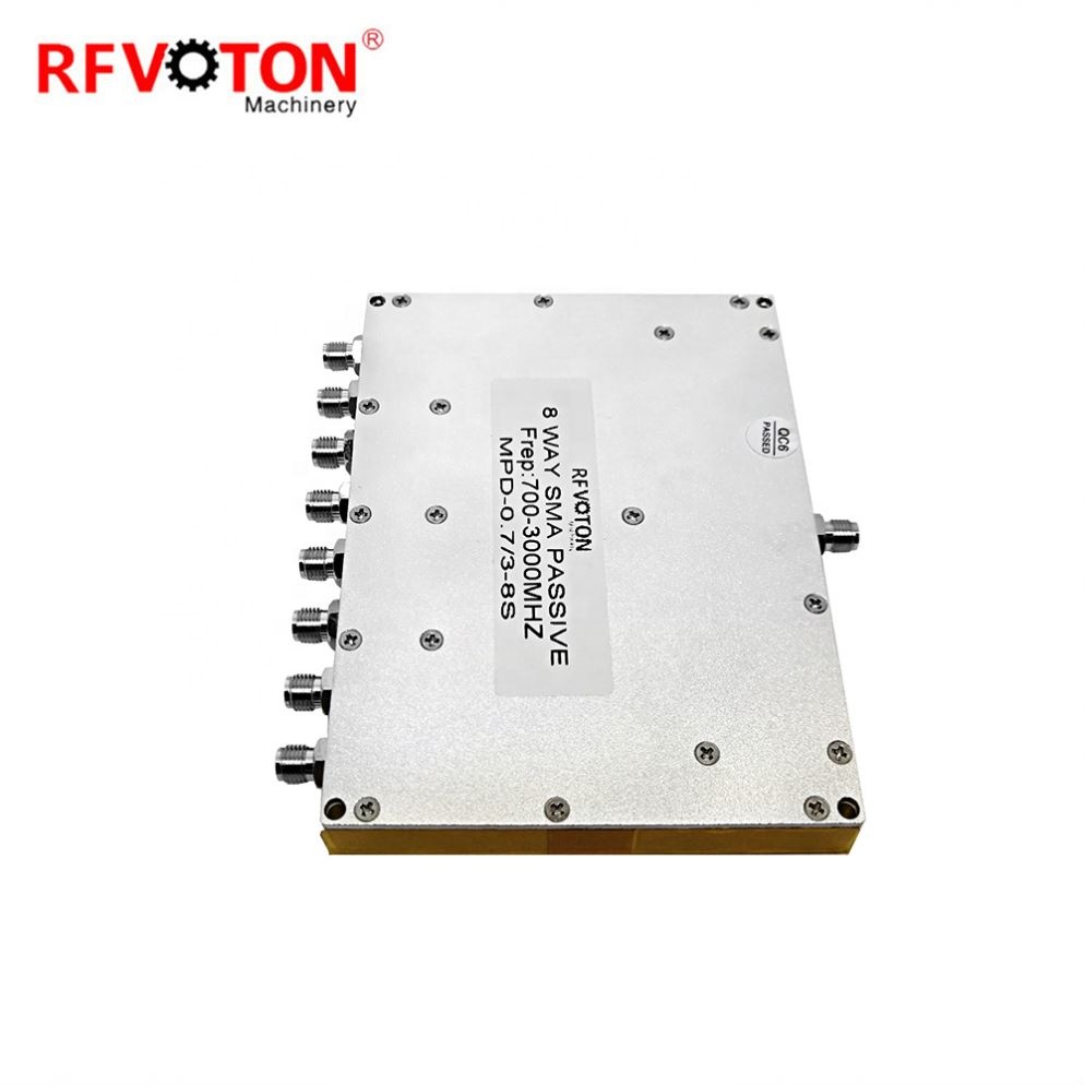 RF Power Splitter / SMA-ሴት ቀዳዳ 8 መንገድ አከፋፋይ 700-3000ሜኸ