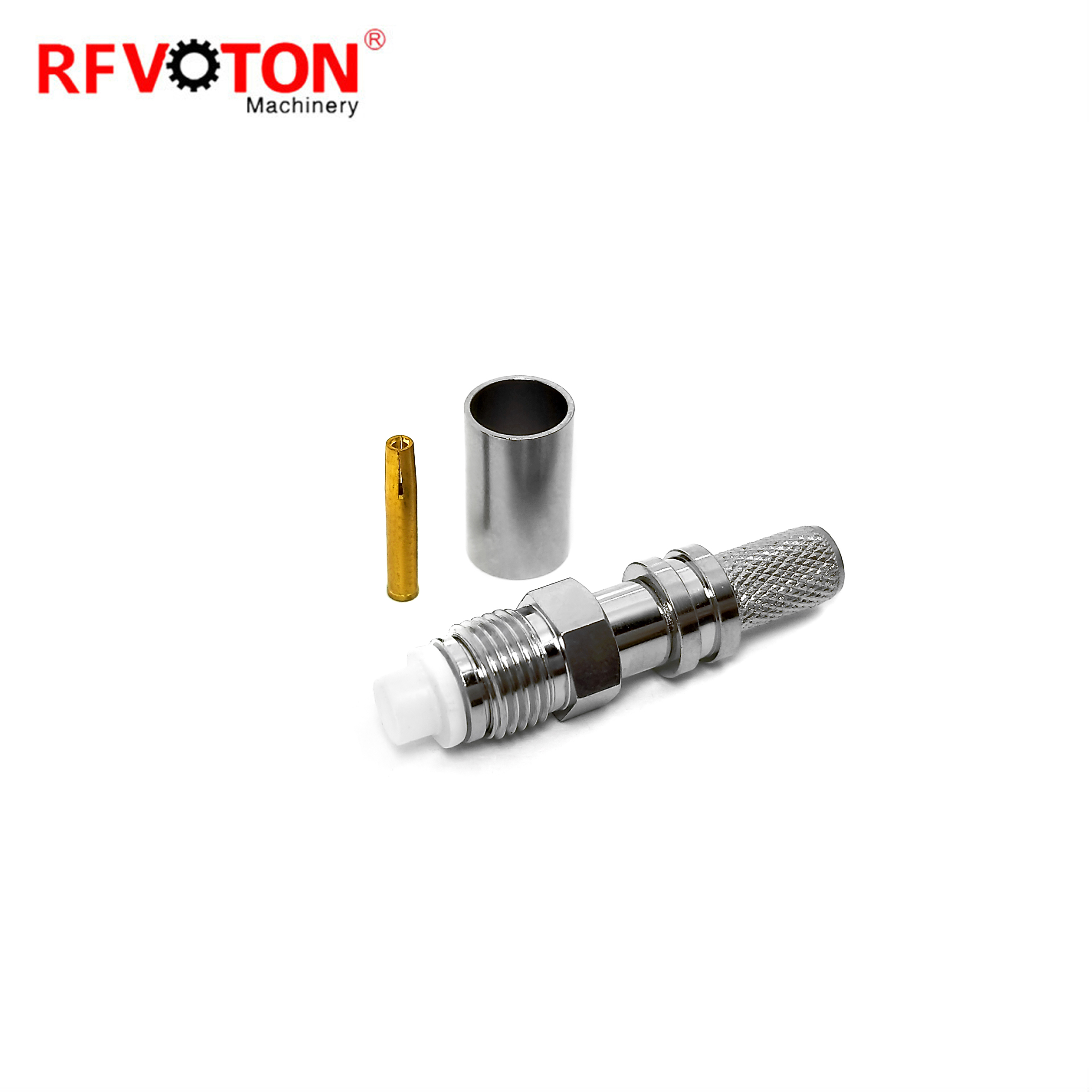 የ RFVOTON አያያዥ ኤፍኤምኢ ሴት ጃክ ቀጥ ያለ ክሪምፕ lmr240 rf coaxial connectors