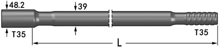 Bench and long-hole drilling T38 (1 3/48") bit thread