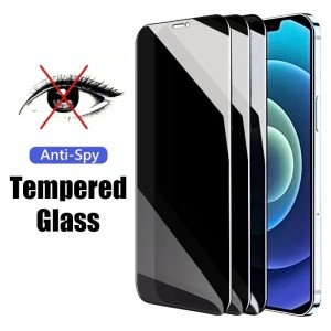 iPhone 14 13 12 11 7 8 6 ශ්‍රේණි ප්‍රති-පීපින් tempered glass