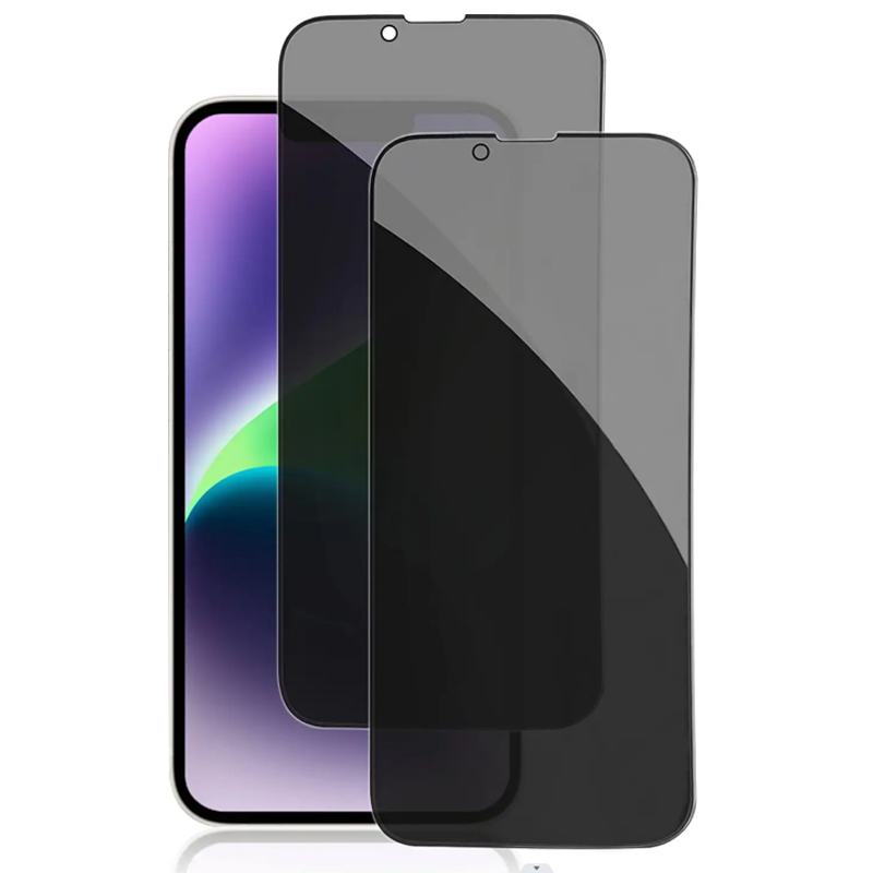 iPhone 14 Sichtschutz, vollständige Abdeckung, Anti-Spionage-Hartglasfolie, 9H-Härte