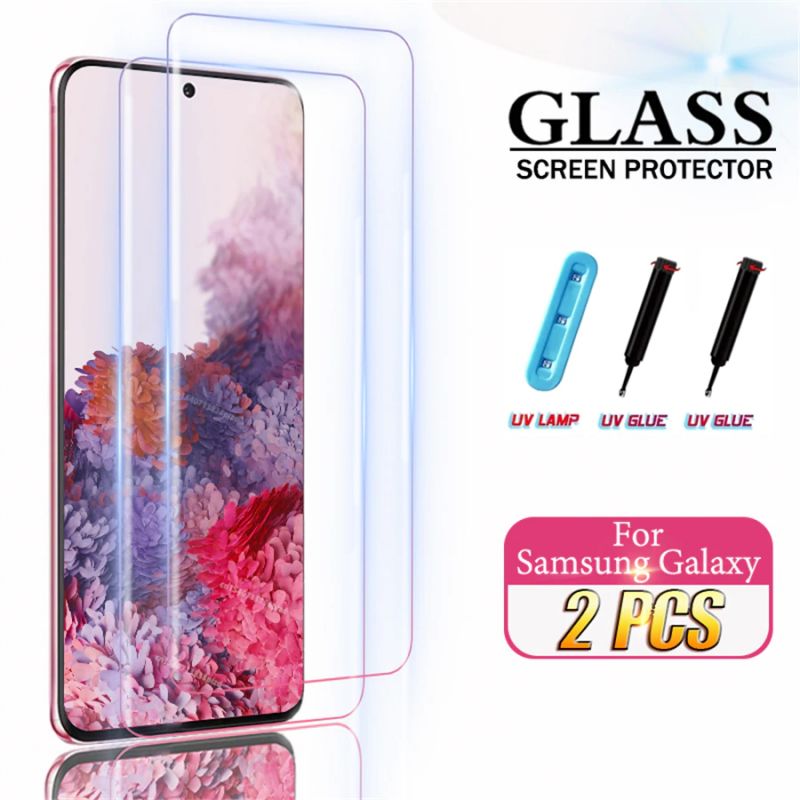 Samsung Galaxy S22 S21 S20 Ultra FE سکرین پروٹیکٹر کے لیے UV ٹیمپرڈ گلاس