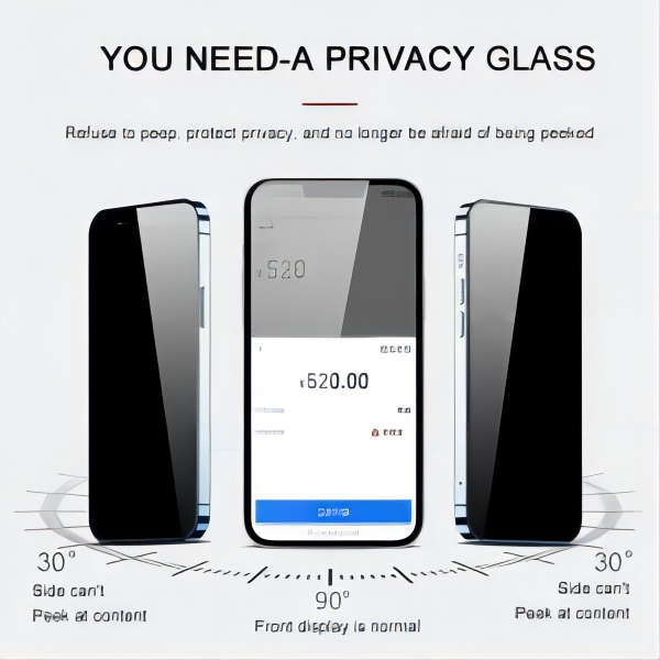 iPhone 14 13 12 11 7 8 6 لړۍ انټي peeping tempered glass
