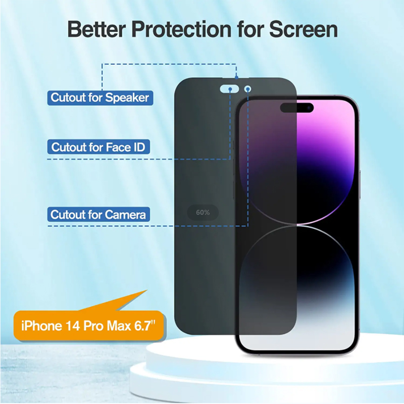 iPhone 14 Pro Max skermbeskermer gehard glas 3D touch 9H hardheid 6.7 duim Uitgestalte beeld