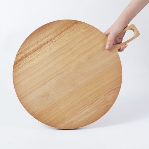 Suncha Round Rubber Wood Cheese Board Serving Tray na may Handle