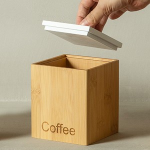 순차 조미료 상자 3개 세트, 대나무와 차 커피 설탕 저장 용기