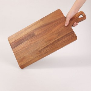 Suncha Rectangle Acacia wood Cutting board nga adunay Handle