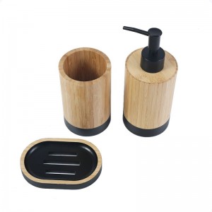 Suncha Bambus-Badezimmer-Zubehör-Set 3-teilig mit schwarzer Bemalung für Badezimmer