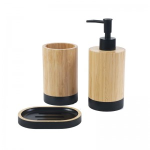 Бамбуков комплект аксесоари за баня Suncha 3 части с черна боя за баня