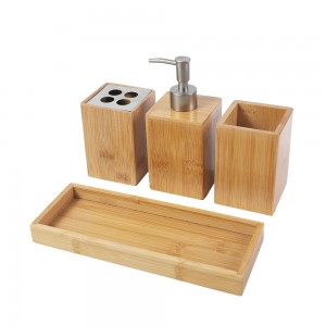 Suncha bambuko vonios aksesuarų rinkinys 4 dalys su padėklo laikikliu vonios kambariui