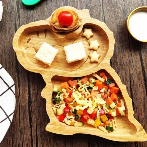 Suncha Bamboo Kid Feed Plate Dinosaur Shape Dinnerware