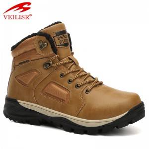 Outdoor new faux leather upper trekking shoes men hiking boots