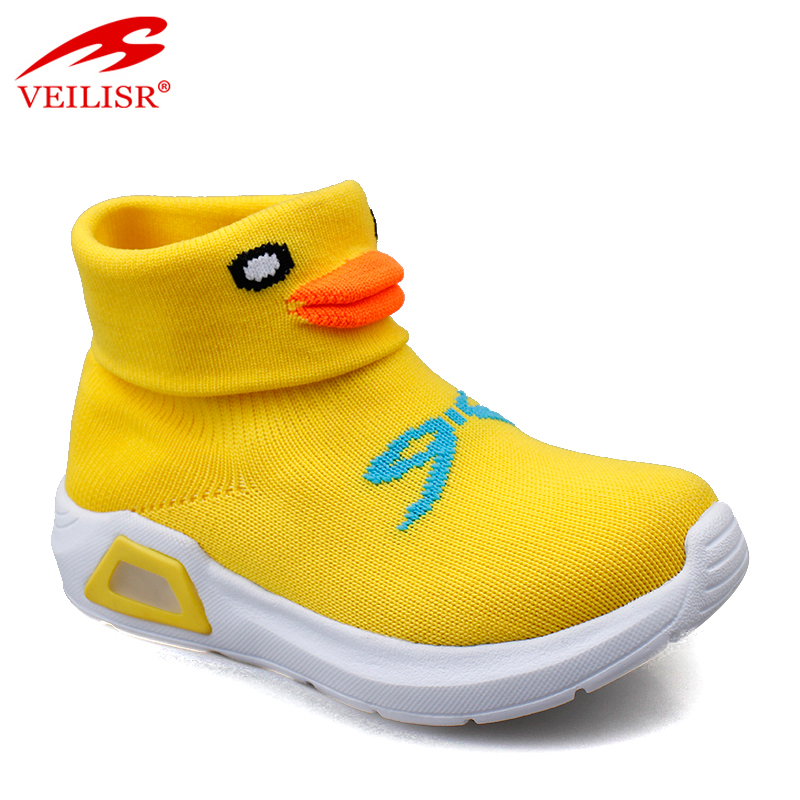 Outdoor cartoon style children sock sneakers kids LED light shoes